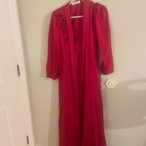 Crimson Red Vintage 60s Nightgown & Robe Set - New with Tags, Never Worn